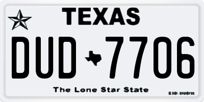 TX license plate DUD7706