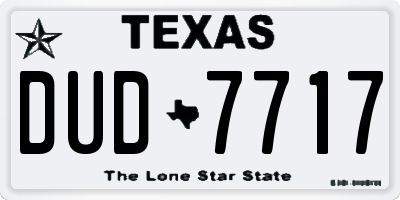 TX license plate DUD7717