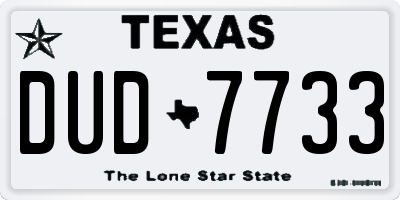 TX license plate DUD7733