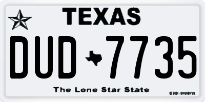 TX license plate DUD7735