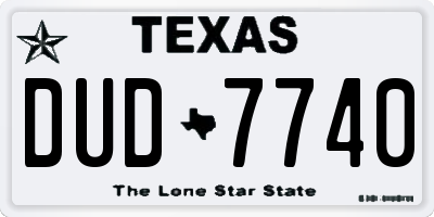 TX license plate DUD7740