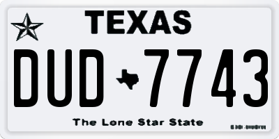 TX license plate DUD7743