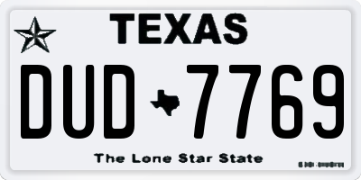 TX license plate DUD7769