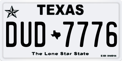 TX license plate DUD7776