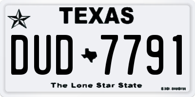 TX license plate DUD7791