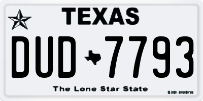 TX license plate DUD7793
