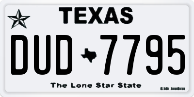 TX license plate DUD7795