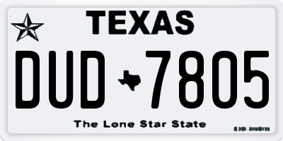 TX license plate DUD7805