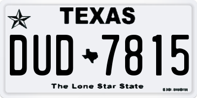 TX license plate DUD7815