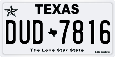 TX license plate DUD7816