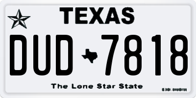 TX license plate DUD7818