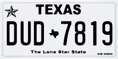 TX license plate DUD7819