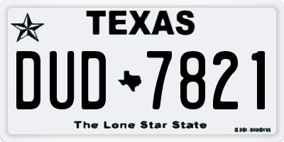 TX license plate DUD7821