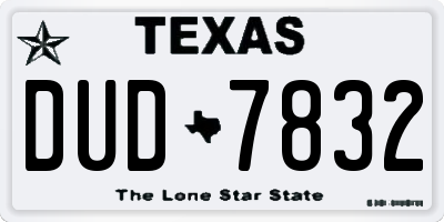 TX license plate DUD7832