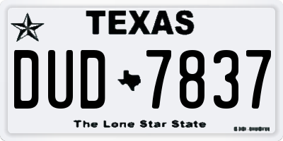 TX license plate DUD7837