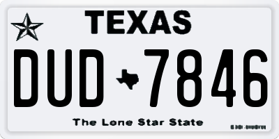 TX license plate DUD7846