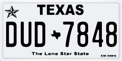 TX license plate DUD7848