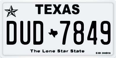 TX license plate DUD7849