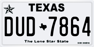 TX license plate DUD7864