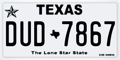 TX license plate DUD7867