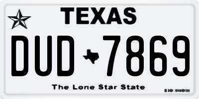 TX license plate DUD7869