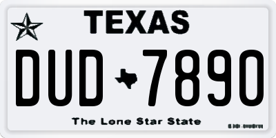 TX license plate DUD7890