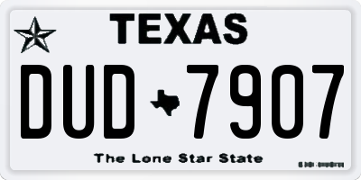 TX license plate DUD7907