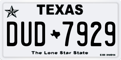 TX license plate DUD7929