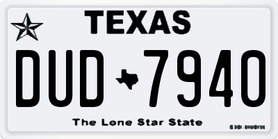 TX license plate DUD7940