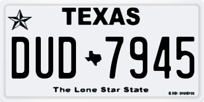 TX license plate DUD7945