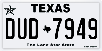 TX license plate DUD7949