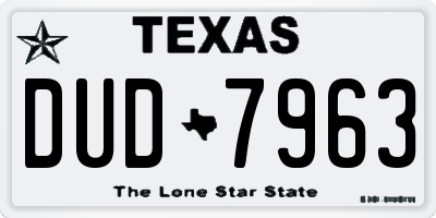TX license plate DUD7963