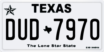 TX license plate DUD7970