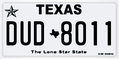 TX license plate DUD8011