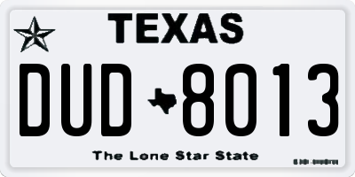 TX license plate DUD8013