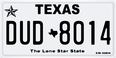 TX license plate DUD8014