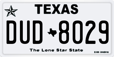 TX license plate DUD8029