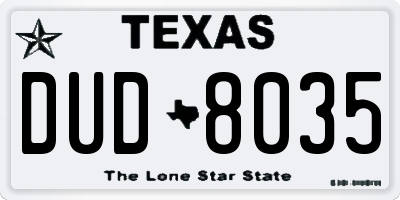 TX license plate DUD8035
