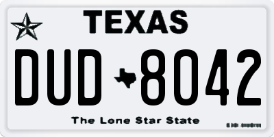 TX license plate DUD8042