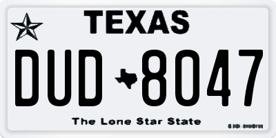 TX license plate DUD8047