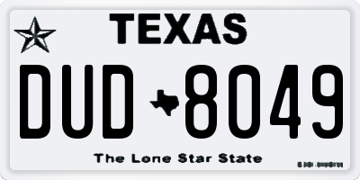 TX license plate DUD8049