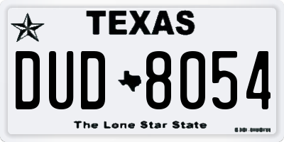 TX license plate DUD8054