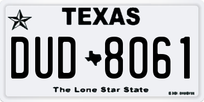 TX license plate DUD8061