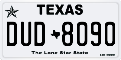 TX license plate DUD8090