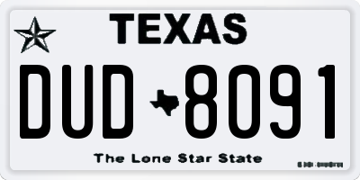 TX license plate DUD8091