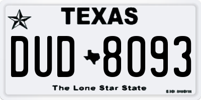 TX license plate DUD8093