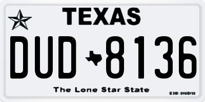 TX license plate DUD8136