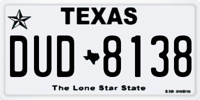 TX license plate DUD8138