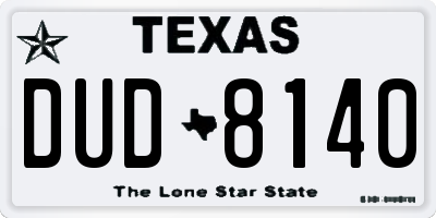TX license plate DUD8140