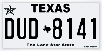 TX license plate DUD8141